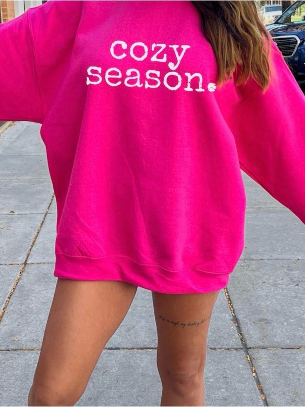 Like New! Gildan Hot Pink "Cozy Season" Pullover Sweatshirt Size M